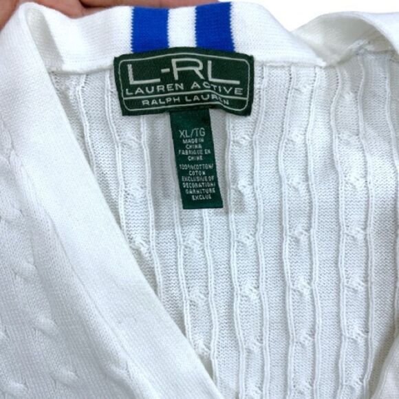 ✅SOLD✅Ralph Lauren Active Cable Knit White buttons up Cardigan Size XL - Picture 4 of 10